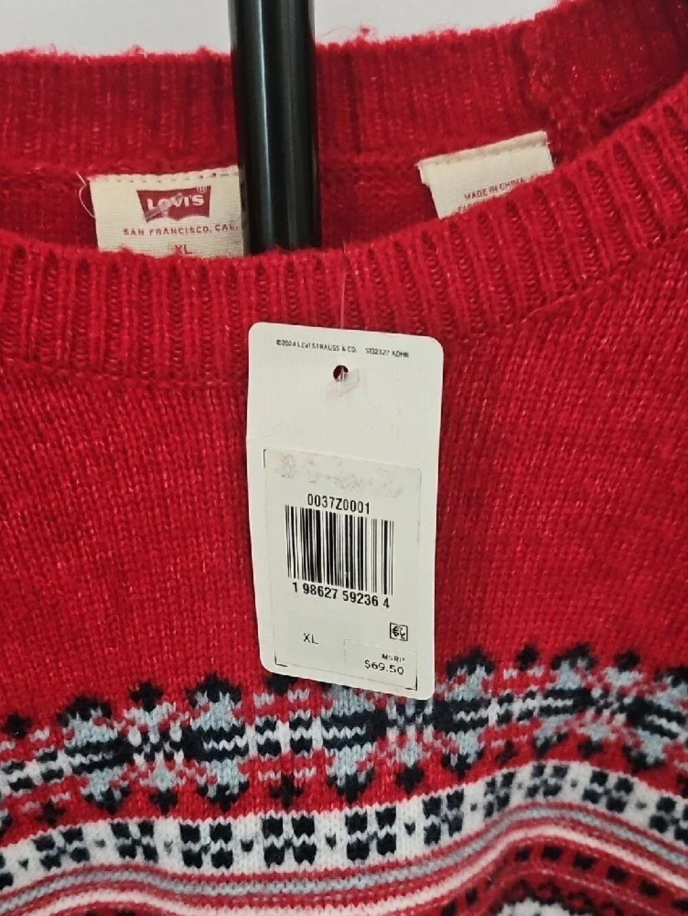 Levi's Red Fair Isle Crewneck Sweater